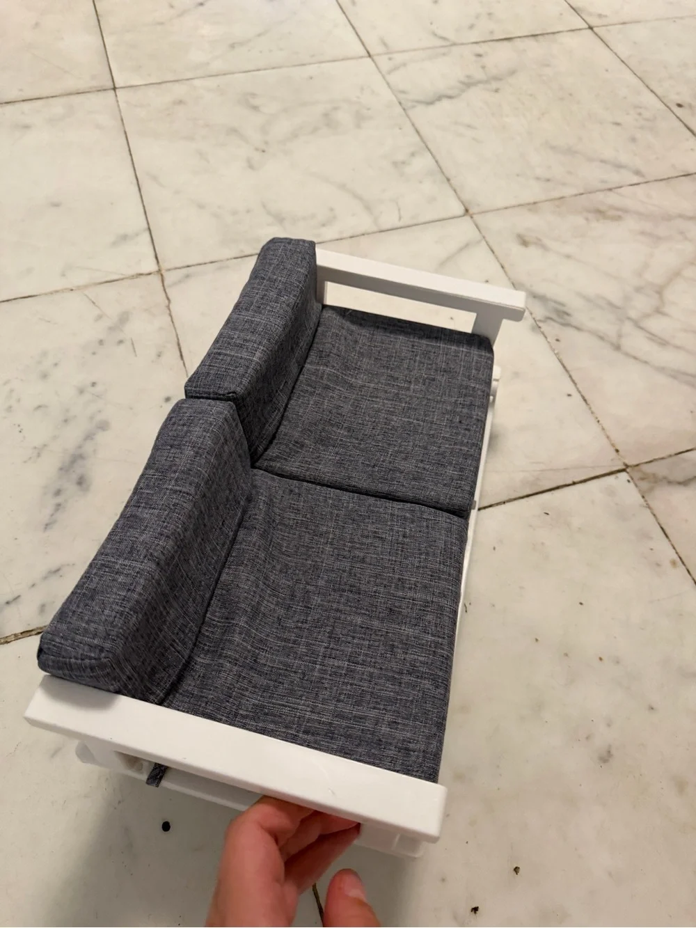 Our generation doll Gray Two-Seat Cushion Sofa with White Frame
